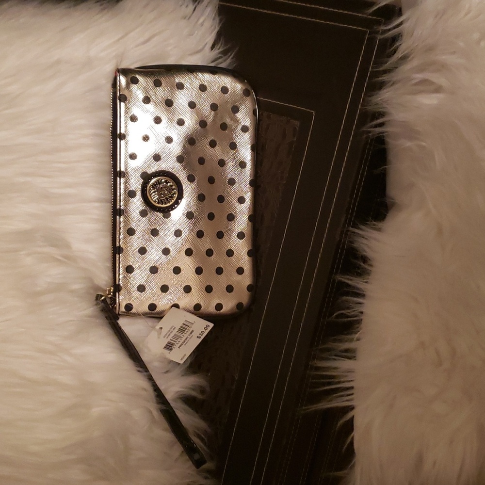 Gold Polkadot Wristlet